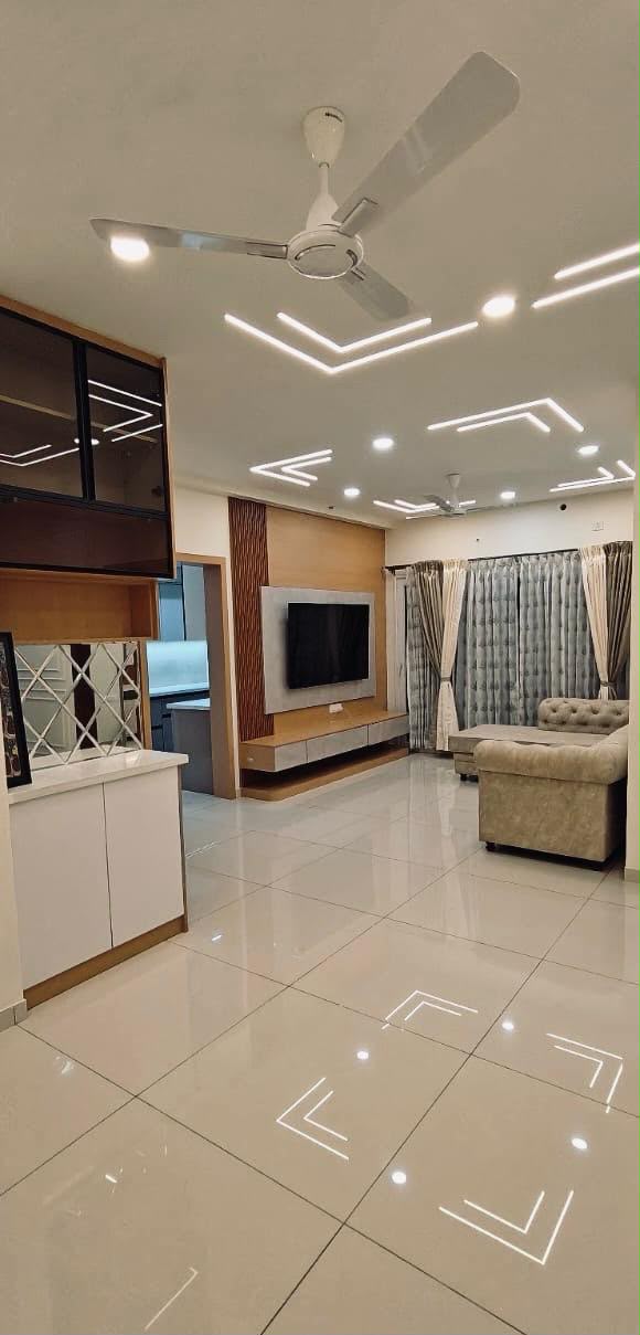 Contemporary Living Room with Media Wall