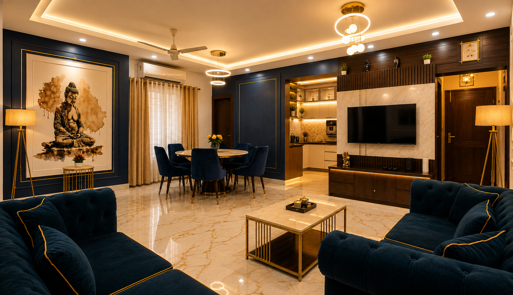 Living & Dining in Petrol Blue