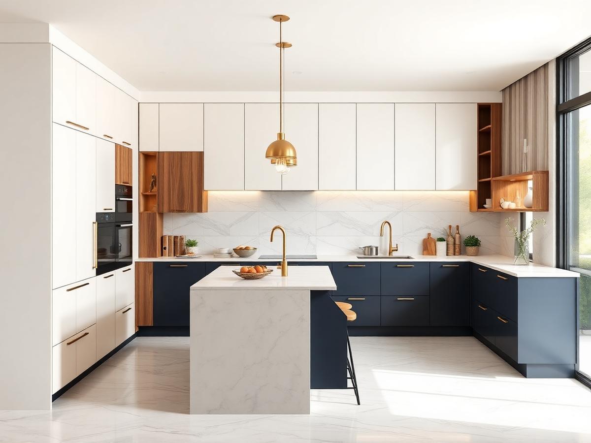 Ivory & Navy Modular Kitchen
