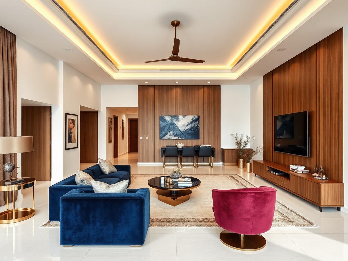 Navy & Walnut Living Room